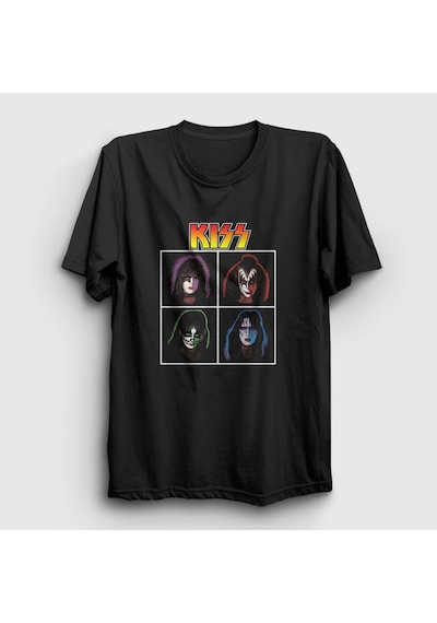 Presmono Unisex Band Kiss T-shirt Siyah