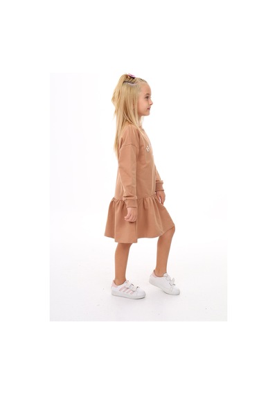 Toontoy Kız Çocuk Baskılı Regular Fit Bisiklet Yaka Uzun Kollu Lastikli Elbise Kahverengi Toontoy Kız Çocuk Baskılı Regular Fit Bisiklet Yaka Uzun Kollu Lastikli Elbise Kahverengi