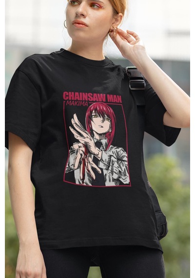 Anime Chainsaw Man Makima Tişört Siyah