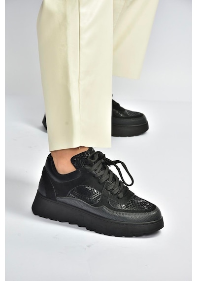 Fox Shoes V820720309 Siyah Kalın Tabanlı Spor Ayakkabı Sneakers Siyah