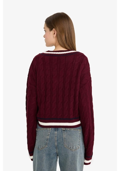 Defacto Coool Regular Fit V Yaka Kazak C7321ax25wnbr456 Bordo