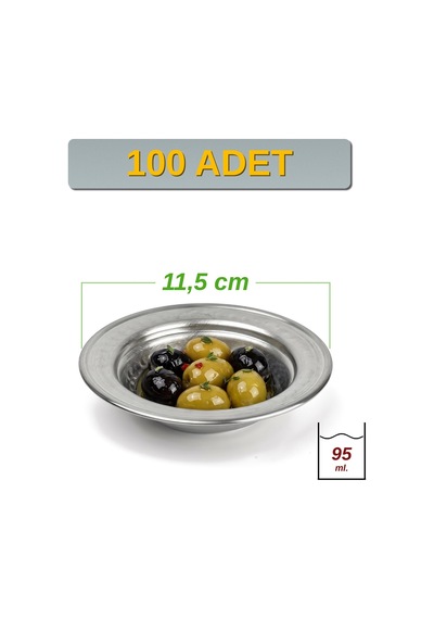 Binbir Trend 11,5 Cm Yanaklı Krom Çelik Zeytinlik Ve Kahvaltılık Kase 95 Ml Meze, Reçel, Sos Kasesi -kase1158 100 Adet