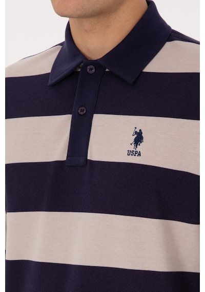 U.S. Polo Assn. Erkek Regular Fit Polo Yaka Çizgili Mürdüm Sweatshirt 50316467-VR074