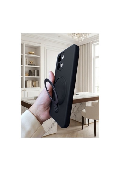 Oppo A6 Pro İle Uyumlu 360 Derece Dönebilen Kalın Metal Magsafe Halka Stantlı İçi Kadife Korumalı Ultra Lüx Premium Silikon Kılıf Siyah Oppo A6 Pro İle Uyumlu 360 Derece Dönebilen Kalın Metal Magsafe Halka Stantlı İçi Kadife Korumalı Ultra Lüx Premium Silikon Kılıf Siyah