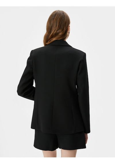 Koton Blazer Ceket Tek Düğmeli Kapaklı Cepli Siyah 4sak50010uw 4SAK50010UW999 Siyah