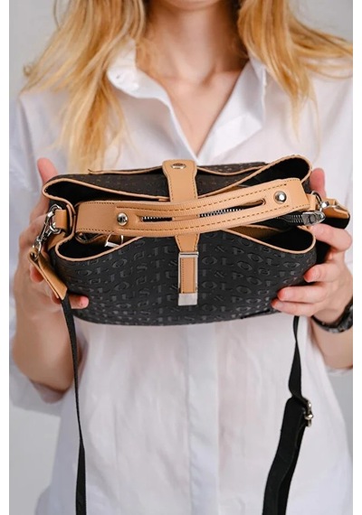 Just Polo Kadın Orta Boy Ayarlanabilir Askılı Şık El & Omuz Çantası Shoulder Bag Siyah Taba