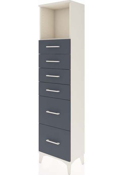 Arges Dolap Tek Raflı 6 Çekmeceli 44x30x182 Aytaşı-antrasit Aytaşı