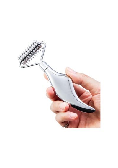Çelik Tırtıklı Yüz Masaj Aleti, Face Roller