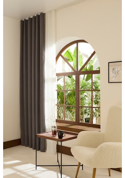 Kaşmir Home Holly Ada Fon Perde Koyu Gri 150x270 Cm Koyu Gri