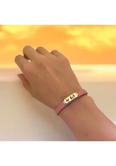 Archin Aile Temalı Koyu Pembe Derili Kelebek Motifli 14 Ayar Altın Plakalı Hediye Bileklik-654sembol Aile Archin Aile Temalı Koyu Pembe Derili Kelebek Motifli 14 Ayar Altın Plakalı Hediye Bileklik-654sembol Aile