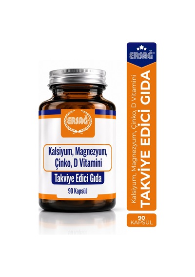 Ersağ Kalsiyum Magnezyum Çinko D Vitamini Takviye Edici Gıda 90 Kapsül