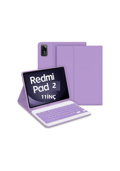 Xiaomi Redmi Pad 2 11inç 2025 Kılıf Kablosuz Klavyeli Case Mobax Türkçe Klavye Kapaklı Kılıf