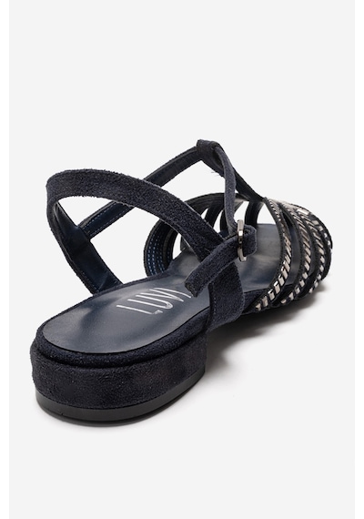 Luvishoes Lavına Lacivert Süet Taşlı Kadın Sandalet