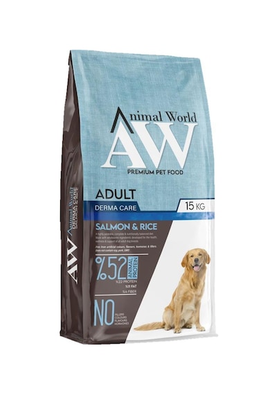 Animal World Derma Somonlu ve Pirinçli Yetişkin Köpek Maması 15 KG