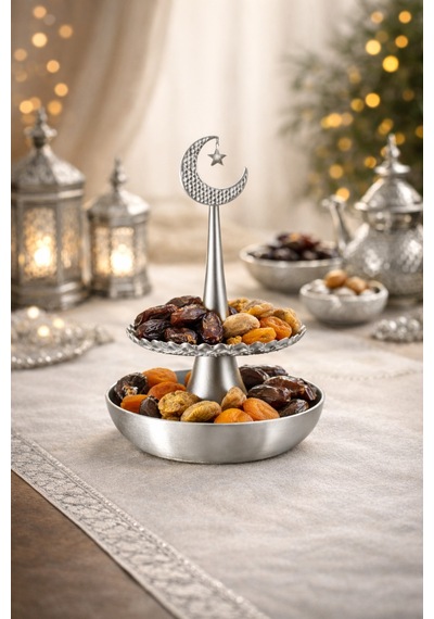 Ramazan Temalı Hilal & Yıldız Figürlü Çift Katlı Dekoratif Sunum Standı 3d Baskı Tasarım