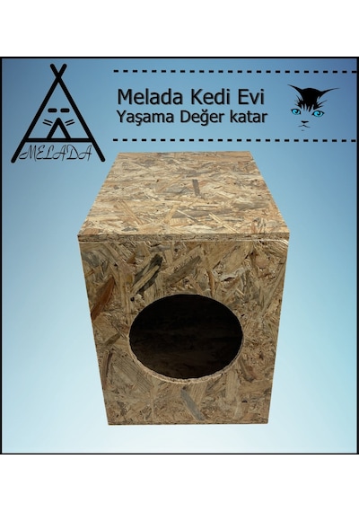 Melada Kedi Evi Dış Ortam Uygun Ahşap Kedi Evi Osb 43x41x29 Cm