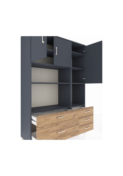 Hyperion Dolap 8 Raflı 5 Çekmeceli 3 Kapaklı 132x44x195 Antrasit-antrasit/çam Antrasıt/atlas Çam Hyperion Dolap 8 Raflı 5 Çekmeceli 3 Kapaklı 132x44x195 Antrasit-antrasit/çam Antrasıt/atlas Çam