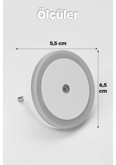 Yuvarlak Otomatik Gece Lambası Işığa Duyarlı Karanlık Ldr Sensörlü Koridor Beyaz Gc01 Beyaz