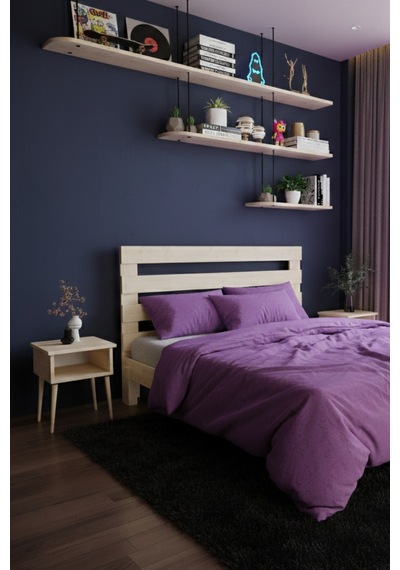 Renazzo Urban Masif Ahşap Karyola Ve 2 Adet Komodin Natürel 140x200 Natürel - 140 X 200