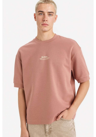 Defacto Nefes Alabilen Loose Fit Baskılı Tişört F8147ax26spbr496 Bordo-br496