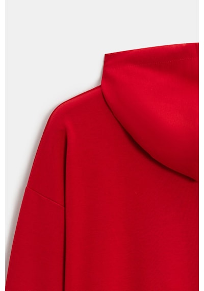 Sââde Kadın Oversize Kapüşonlu Basic Hoodie Sweatshirt Kırmızı