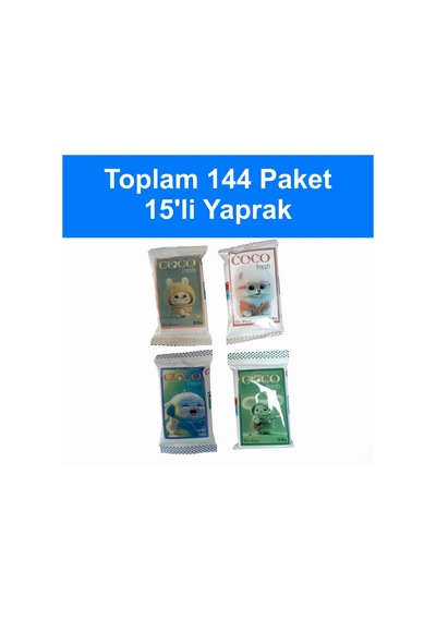 Coco Fresh Cep Islak Mendil 15'li Paket 36'lı Kutu x 4 Sevimli Hayvanlar144'lü Set