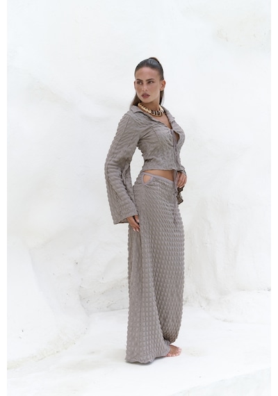 Mai Collection Mai Studios Co. Rania Vizon Gömlek Etek Takım Vizon
