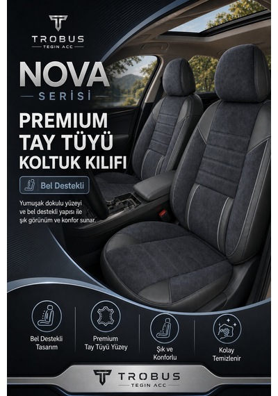 Suzuki Baleno 2016 Ve Sonrası Uyumlu Nova Serisi Füme Füme Oto Koltuk Kılıfı