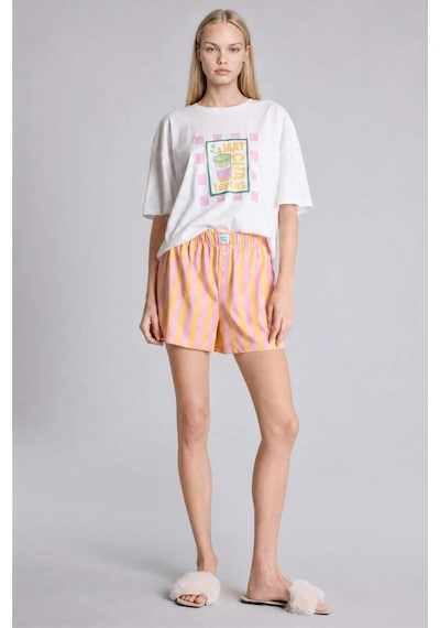 Defacto Oversıze Kısa Kollu 2li Pembe Şortlu Pijama Takımı I0437ax26hspn452 Pembe-pn452