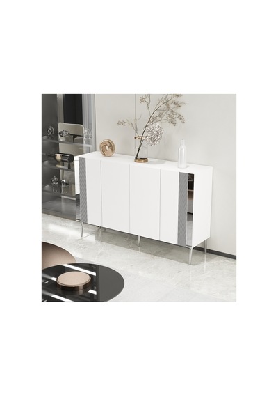 Dream 120 Cm Konsol Tv Sehpası Çok Amaçlı Dolap Beyaz-gümüş Beyaz-gümüş