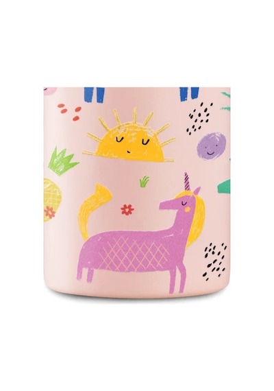 Kids Bottle Magic Friends Pipetli Paslanmaz Çelik Çocuk Su Matarası 500 Ml Pembe
