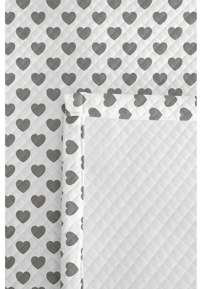 Gri Kalp Modern Genç Odası Tek Kişilik Pike Takımı - Beyaz Minimal 160x220 Cm Kapitone Yatak Örtüsü Bohem Çiçek Aralığı