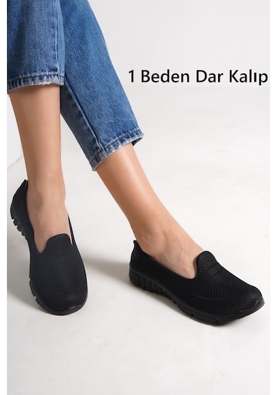 Kadın Fileli Bez Yazlık Spor Babet Siyah