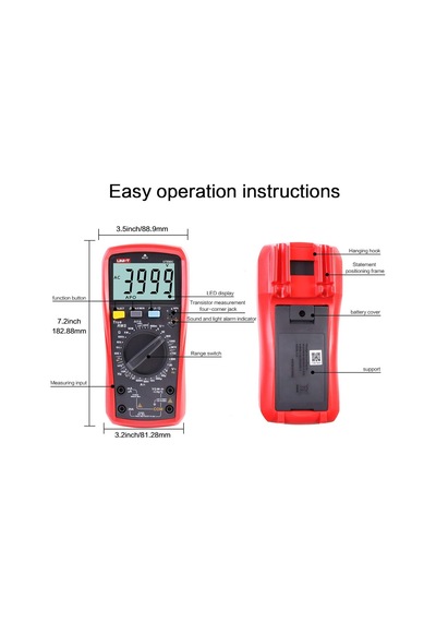 Ut890c Profesyonel Dijital Multimetre Test Cihazı Voltmetre Ampermetre Ohmmetre Rms 6000 Hesapları Işıklı Lcd İle P