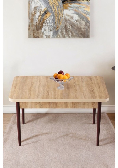 Tulca Serisi 70x110 Meşe Desen Mdf Masa Sabit Mutfak Masası Kahverengi