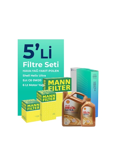 Mann Ford Focus 1.5 Dizel Manuel Filtre Bakım Seti Shell Motor Yağlı (2018-2024) 5 Li