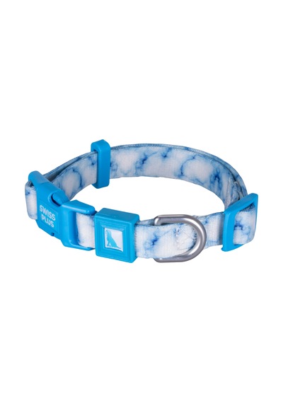 Swissplus Urban Paws Sky Marble Recycled Köpek Tasması - 15 Mm Beyaz - Mavi