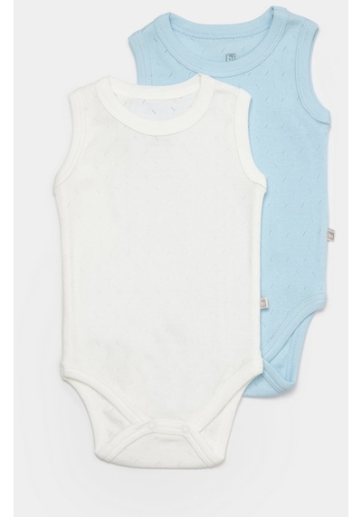 Bibaby Jakarlı 2'li Atlet Body 56992 Ekru - Sarı