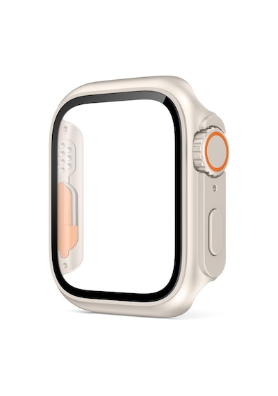 Apple Uyumlu  Watch 44 MM Ultra Görünümlü Kasa Dönüştürücü Ekran Koruyucu 25 Beyaz
