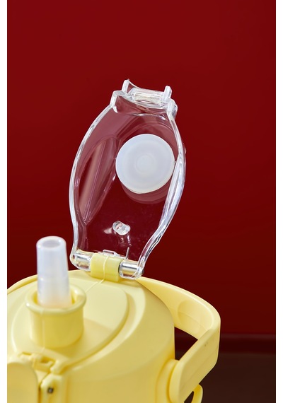 Labubu Suluk - 1000 Ml Taşınabilir Kulplu, Pipetli, Bpa Sız, Kilitli Ve Sızdırmaz Kapak - Sarı Sarı