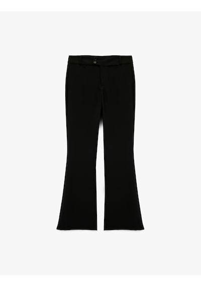 Koton Slim Fit Çift Düğmeli İspanyol Paça Pantolon Siyah 6wal40039ıw Siyah
