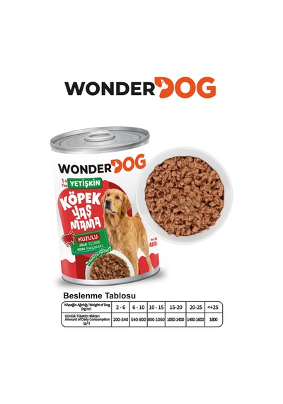 Wonderdog Kuzulu Yetişkin Köpek Konservesi 400gr X 12 Adet