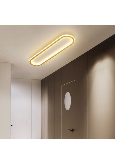 Eskitme Gold 100x16 cm Oval Avize 3000K Sarı Işık Led Tavan Lambası
