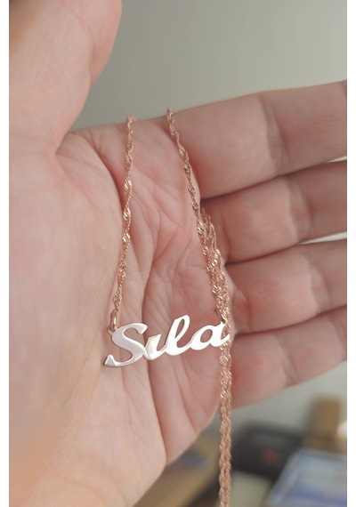 925 Ayar Gümüş Rose Altın Kaplama İsimli Kolye Rose Gold