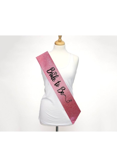 Pembe Üzeri Siyah İtalik Alyanslı Bride To Be Yazılı Simli Işıltılı Kuşak Kemer 10x80 Cm " 95692858