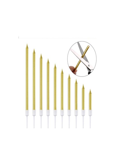 Gold Uzun Mum 20 Cm 12 Li Gold