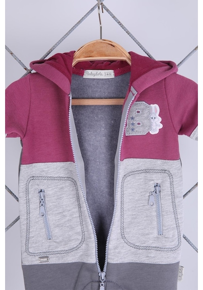 Babyhola Kız Erkek Fermuarlı Kapüşonlu Spor Tulum 12645 Mor