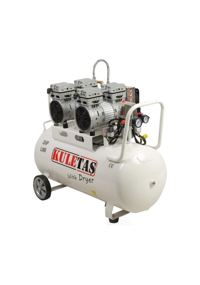 Kuletaş 2 Hp 8 Bar 80 LT Kurutuculu Sessiz Yağsız Dişçi Kompresörü