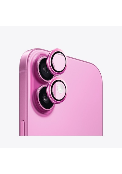 Safeus Safir Temperli Kamera Lens Koruyucu Apple Uyumlu iPhone 16 Plus Ve İle Pembe