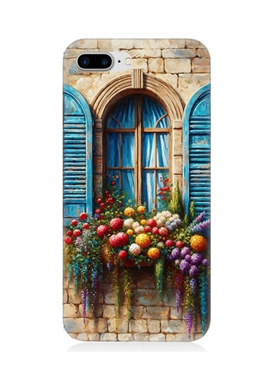 Apple iPhone 7 Plus Uyumlu Pencereden Renkli Hayat Desenli Silikon Kılıf Çok Renkli